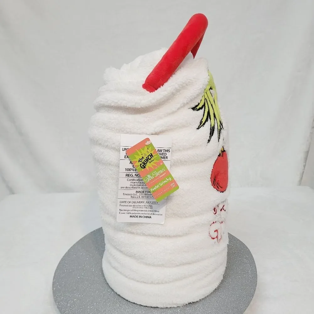 Snowpinions Grinch Feelin Grinchy Throw Blanket Dr Seuss Portable 60 x 45 New